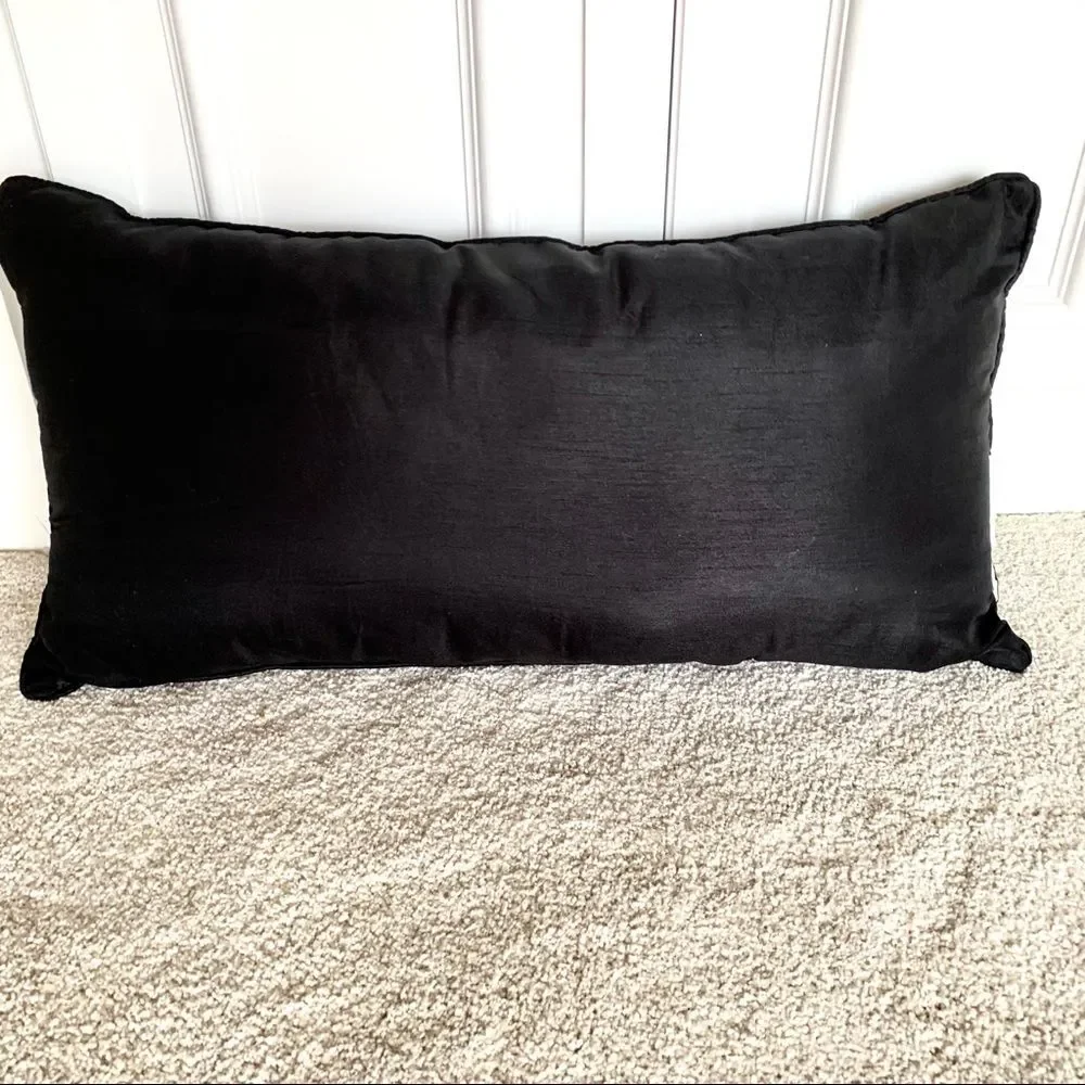 Black‎ Pillow With Cream Embroidered Threads